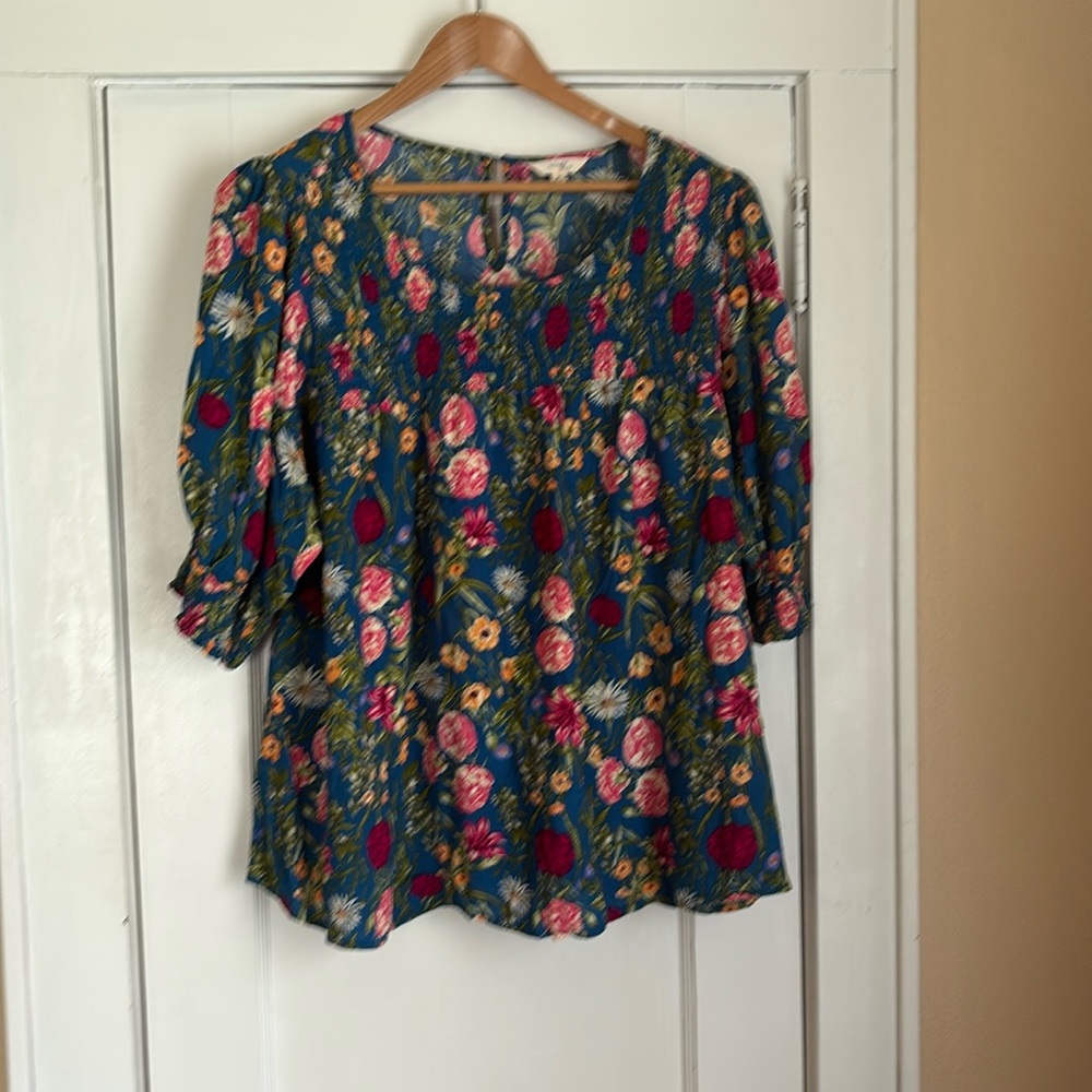 Terra & Sky Smocked top. Size 3x. Bright gorgeous colors!